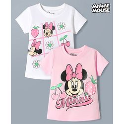 Babyhug Disney Cotton Knit T-Shirts Half Sleeve with Minnie and Friends Graphic Multi Color 3-6 Months Pack of 2