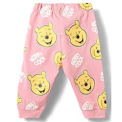 Babyhug Disney Single Jersey Knit Full Sleeves T-Shirt & Joggers Night Suit With Winnie The Pooh Graphics - Pink