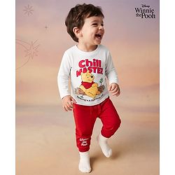 Babyhug Disney 100% Cotton Knit Full Sleeves T-Shirt & Pyjama Night Suit With Winnie The Pooh Graphic - Multicolor