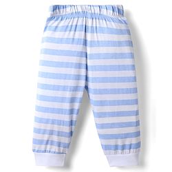 Babyhug Disney Single Jersey Knit Full Sleeves T-Shirt & Striped Pyjama Night Suit With Mickey Mouse Graphic - Light Blue