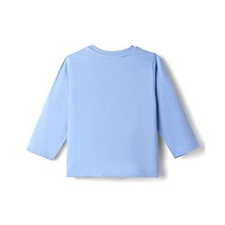 Babyhug Disney Single Jersey Knit Full Sleeves T-Shirt & Striped Pyjama Night Suit With Mickey Mouse Graphic - Light Blue