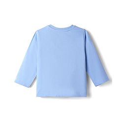 Babyhug Disney Single Jersey Knit Full Sleeves T-Shirt & Striped Pyjama Night Suit With Mickey Mouse Graphic - Light Blue