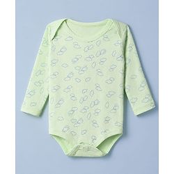 Babyhug 100% Cotton Interlock Knit Onesies with Lion & Cloud Print in White Green Blue Pack of 3