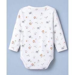 Babyhug 100% Cotton Interlock Knit Onesies with Lion & Cloud Print in White Green Blue Pack of 3
