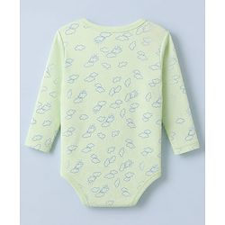 Babyhug 100% Cotton Interlock Knit Onesies with Lion & Cloud Print in White Green Blue Pack of 3