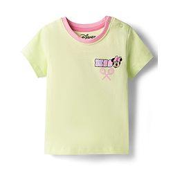 Babyhug Disney Single Jersey Knit Half Sleeves T-Shirt With Minnie Mouse Graphics - Limegreen