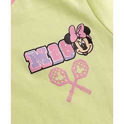 Babyhug Disney Single Jersey Knit Half Sleeves T-Shirt With Minnie Mouse Graphics - Limegreen