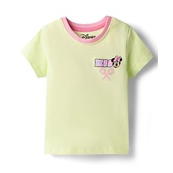 Babyhug Disney Single Jersey Knit Half Sleeves T-Shirt With Minnie Mouse Graphics - Limegreen