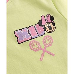 Babyhug Disney Single Jersey Knit Half Sleeves T-Shirt With Minnie Mouse Graphics - Limegreen