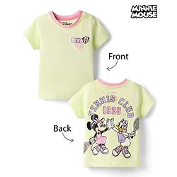 Babyhug Disney Single Jersey Knit Half Sleeves T-Shirt With Minnie Mouse Graphics - Limegreen