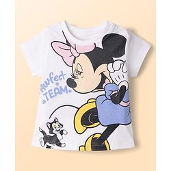 Babyhug Disney Single Jersey Knit Full Sleeves T-Shirt & Pyjama Night Suit With Minnie Mouse Graphic - White