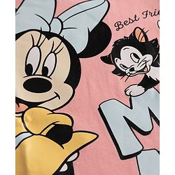 Babyhug Disney Single Jersey Knit Half Sleeves T-Shirts with Minnie Mouse Print - Pink