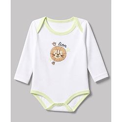 Babyhug 100% Cotton Interlock Knit Full Sleeves Animal Printed Onesies with Leggings & Cap Mittens and Booties - White