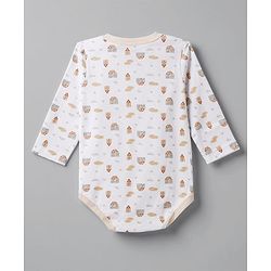 Babyhug 100% Cotton Interlock Knit Full Sleeves Striped Onesies with Bear Applique Pack of 3 - White