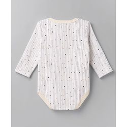 Babyhug 100% Cotton Interlock Knit Full Sleeves Striped Onesies with Bear Applique Pack of 3 - White