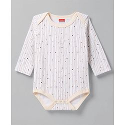 Babyhug 100% Cotton Interlock Knit Full Sleeves Striped Onesies with Bear Applique Pack of 3 - White