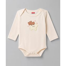 Babyhug 100% Cotton Interlock Knit Full Sleeves Striped Onesies with Bear Applique Pack of 3 - White
