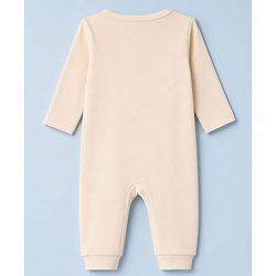 Babyhug 100% Cotton Interlock Knit Full Sleeves Rompers With House Print & Teddy Bear Patch Pack of 2 - White & Beige