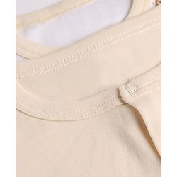 Babyhug 100% Cotton Interlock Knit Full Sleeves Rompers With House Print & Teddy Bear Patch Pack of 2 - White & Beige