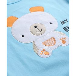 Babyhug 100% Cotton Interlock Knit Full Sleeves Striped Onesies With Teddy Bear Print & Applique Pack of 3 - White, Light Blue& Yellow