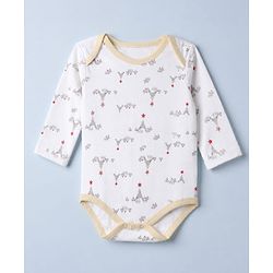 Babyhug 100% Cotton Interlock Knit Onesies With Full Sleeves and Truck Print Pack of 3 - Beige