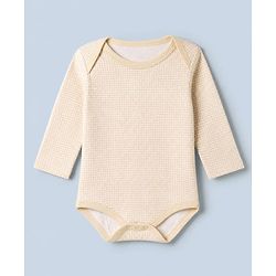 Babyhug 100% Cotton Interlock Knit Onesies With Full Sleeves and Truck Print Pack of 3 - Beige