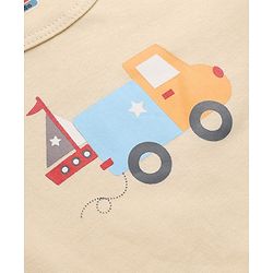 Babyhug 100% Cotton Interlock Knit Onesies With Full Sleeves and Truck Print Pack of 3 - Beige