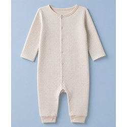 Babyhug 100% Cotton Interlock Knit Full Sleeves Rompers with Eiffel Tower Boat Print & Checks Pack of 2 - White & Cream