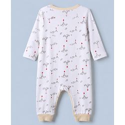 Babyhug 100% Cotton Interlock Knit Full Sleeves Rompers with Eiffel Tower Boat Print & Checks Pack of 2 - White & Cream