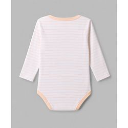 Babyhug 100% Cotton Interlock Knit Full Sleeves Onesies With House Print & Animal Patch Pack of 3 - White, Orange & Light Green