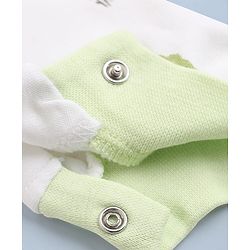 Babyhug 100% Cotton Knit Full Sleeves Striped & House Printed Rompers Pack Of 2 - White & Peach