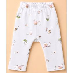 Babyhug 100% Cotton Interlock Knit Full Sleeves Fox Printed Onesies with Leggings & Cap Mittens and Booties - Light Green