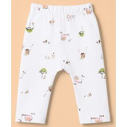 Babyhug 100% Cotton Interlock Knit Full Sleeves Fox Printed Onesies with Leggings & Cap Mittens and Booties - Light Green