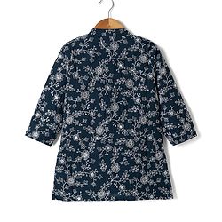 Babyhug Georgette Woven Full Sleeves Floral Embroidered Kurta & Pyjama Set - Navy Blue