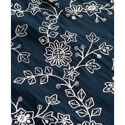 Babyhug Georgette Woven Full Sleeves Floral Embroidered Kurta & Pyjama Set - Navy Blue