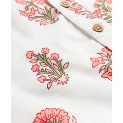 Babyhug Cambric Woven Full Sleeves Floral Printed Kurta & Dhoti Set - White