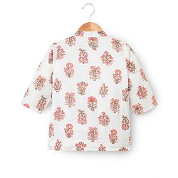 Babyhug Cambric Woven Full Sleeves Floral Printed Kurta & Dhoti Set - White