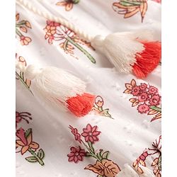 Babyhug Cambric Woven Sleeveless Floral Printed Ethnic Dress - White