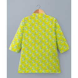 Babyhug Cambric Woven Full Sleeves Kurta Pyjama Set with Floral Print - Green