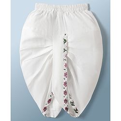 Babyhug Cambric Woven Full Sleeves Floral Printed Kurta & Dhoti Set - White