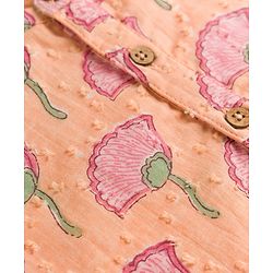 Babyhug 100% Cotton Cambric Woven Full Sleeves Floral Printed Kurta & Dhoti Set - Peach