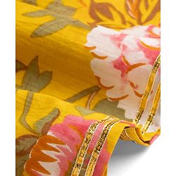 Babyhug Cambric Woven Sleeveless Floral Printed Ethnic Dress - Mustard