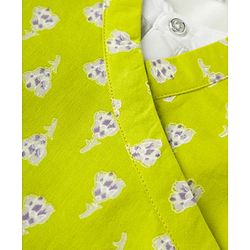 Babyhug 100% Cotton Cambric Woven Full Sleeves Kurta & Pyjama Set With Floral Printed Jacket - Lime Green