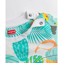 Babyhug 100% Cotton Knit Half Sleeves T-Shirt & Shorts Co-Ord Night Suit With Tropical Theme - Multicolor