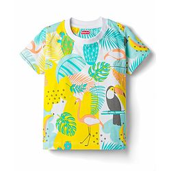 Babyhug 100% Cotton Knit Half Sleeves T-Shirt & Shorts Co-Ord Night Suit With Tropical Theme - Multicolor