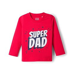 Babyhug Cotton Knit Full Sleeves T-Shirt & Striped Pyjama Night Suit With Text Print - Red