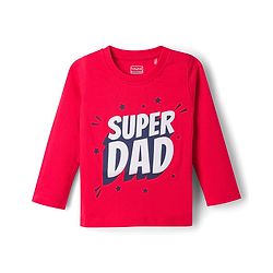 Babyhug Cotton Knit Full Sleeves T-Shirt & Striped Pyjama Night Suit With Text Print - Red