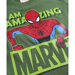 Babyhug Marvel Single Jersey Knit Half Sleeves T-Shirt with Spider Man Graphics - Green