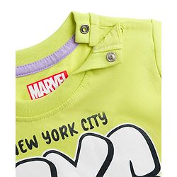 Babyhug Marvel Cotton Knit T-Shirt with Spider-Man Graphic Half Sleeves Round Neck Limegreen 6-9 Months