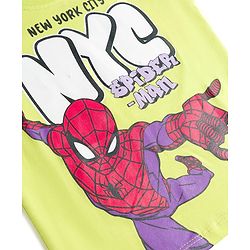 Babyhug Marvel Cotton Knit T-Shirt with Spider-Man Graphic Half Sleeves Round Neck Limegreen 6-9 Months